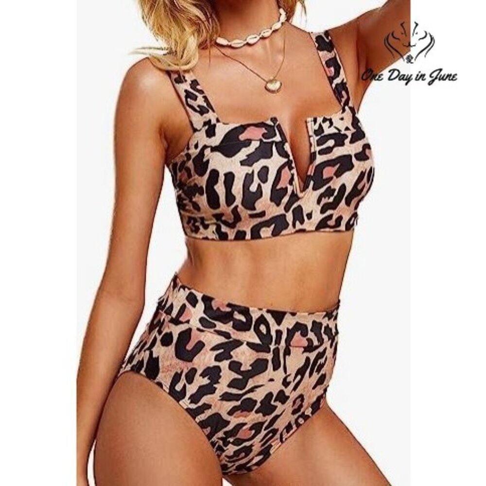 Saodimallsu V Wire High Wasted Bikini Swimsuit Size L